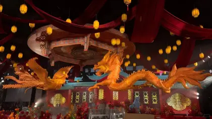 Dragon and phoenix sculpture art decorative items