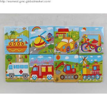 9 Pieces Intellectual Wooden Puzzles(8 Styles Asst\'\')