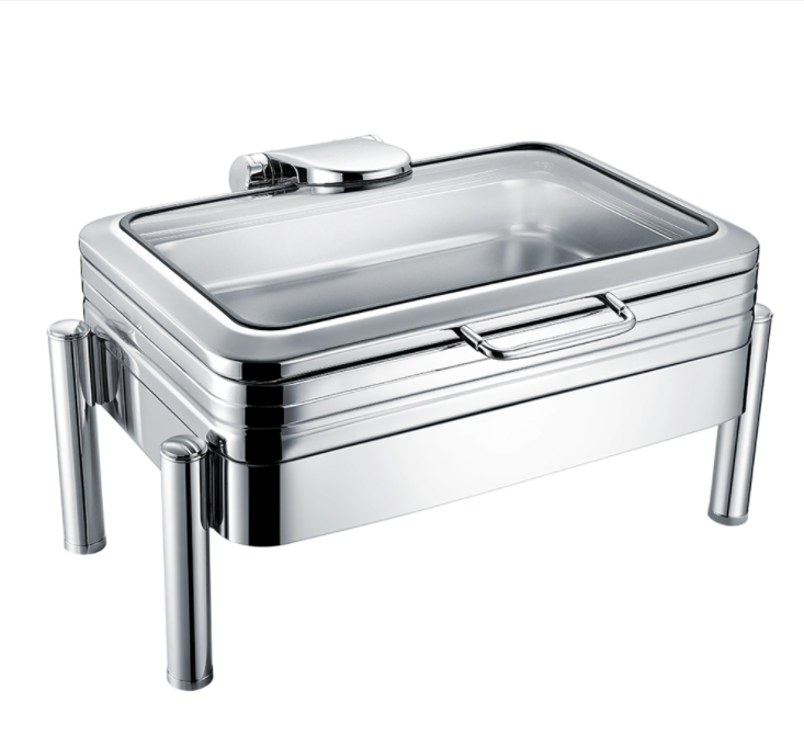 Stainless steel chafing dish in buffet restaurant