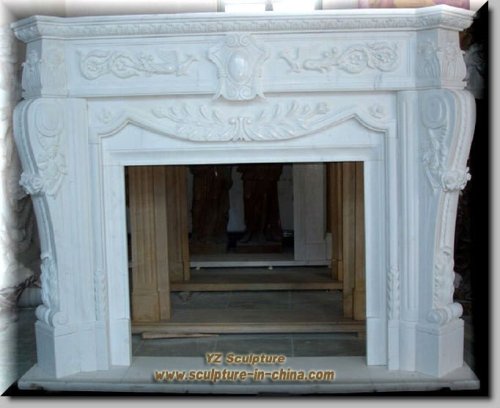 Beautiful White Marble Fireplace(Factory) Carving