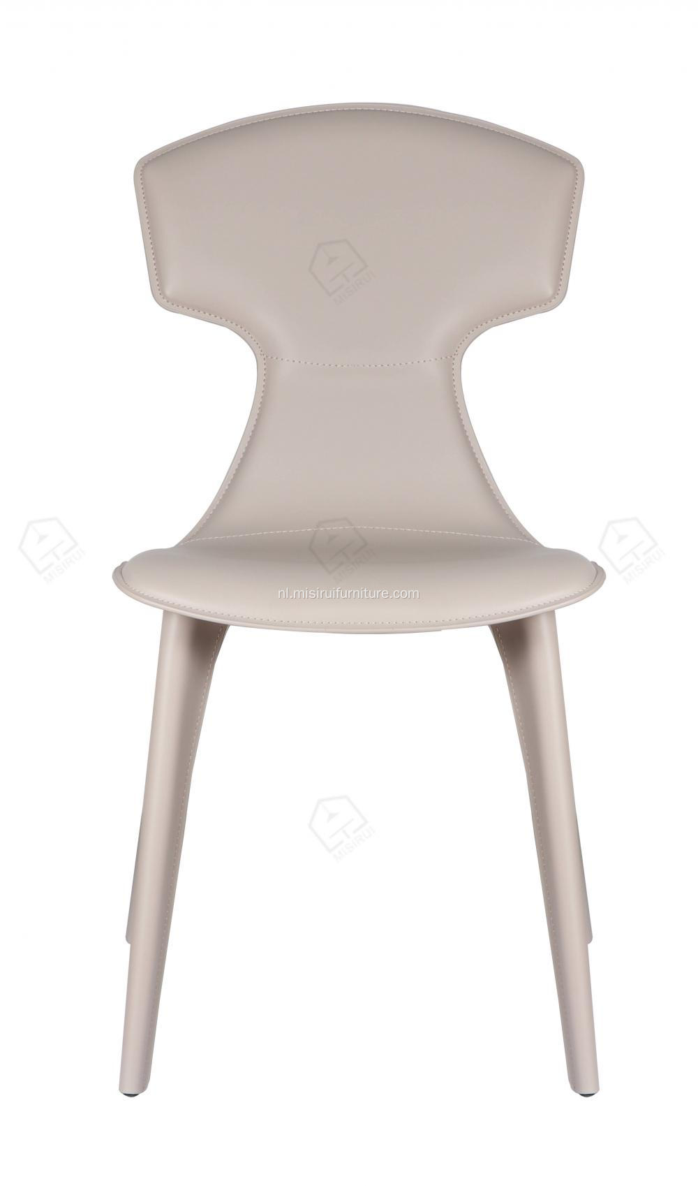 Italiaanse minimalistische witte lederen ele zijstoelen