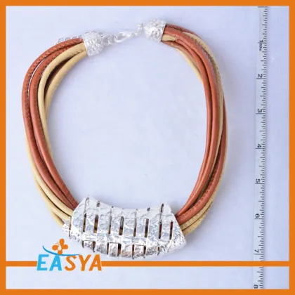 Chunky Silver Necklace Sterling Silver Necklace Leather Chain Silver Necklace