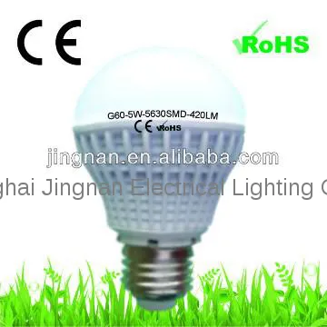 G60 e27 led bulb light high hat led bulb5W 420LM