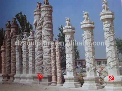 outdoor stone dragon columns for sale
