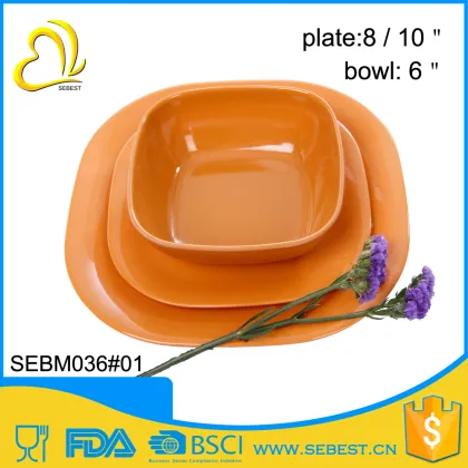 wholesale round shape solid color melamine bamboo kitchenware