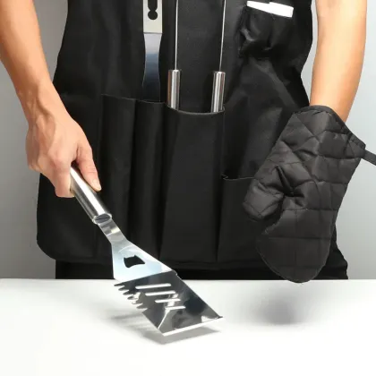 Stainless Steel Outdoor BBQ Grill Accessories Complete Tongs Tool Kit with Wood Handle for Grilling and BBQ bbq grill tools