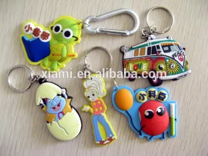 new arrival cute little car shape embossing soft pvc cool keyring