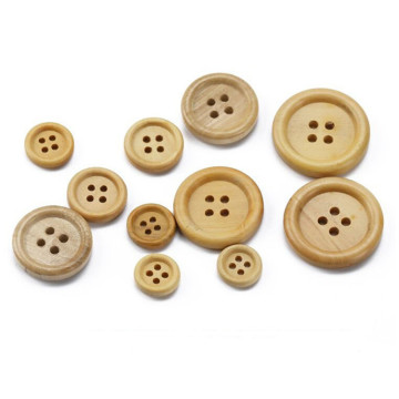 Wholesale Pack of 100 Natural Wood Buttons - 1 Inch Round Edges with Four Holes