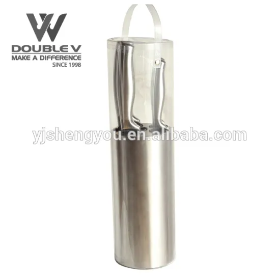 knife set with transparent block