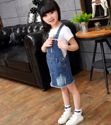 Custom children lovely denim Dungaree dress