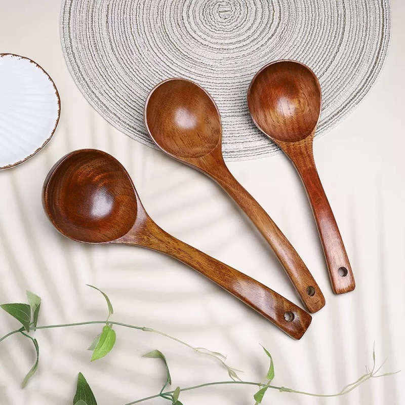 Large wooden soup spoon