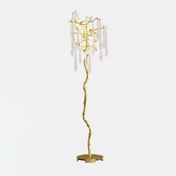 Copper Standard Lamp with Water Drop Crystal for Bedroom and Living Room