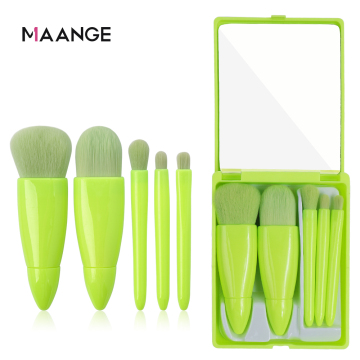 Professional 5PCS Travel Mini Makeup Mirror & Brush Set with Packaging