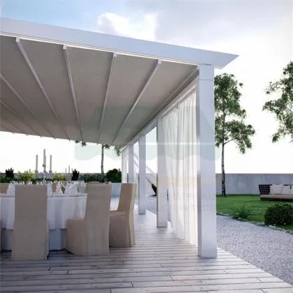 Motorized Pergola Awning: Retractable Aluminum Sunshade Awning for Pergolas