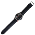 Reloj de dama casual de cuero de dial negro simple