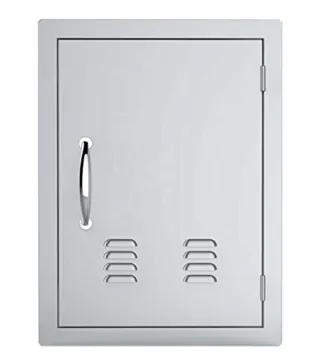 Stainless Steel Vertical Outdoor Kitchen Door with Vents - Single Door
