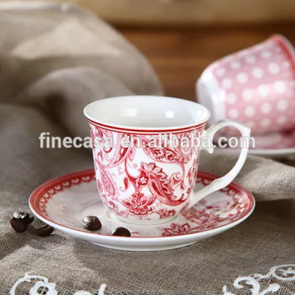 100CC Elegant Fine New Bone China Fancy Coffee Cup and Saucer of Oriental Manor