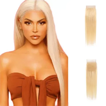 Virgin Brazilian Remy Human Hair Extension Straight Hair Blonde 4x4 lace Closure 613 Closure 4x4 Transparent HD Lace Closure