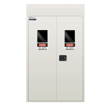 Fireproof gas silindro imbakan cabinet na may exhaust system.