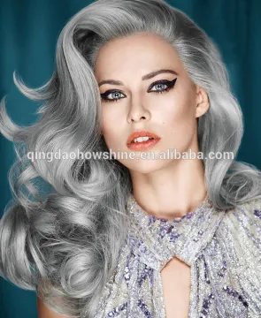 Top Beauty gray hair wavy wholesale brazilian human hair full lace wig