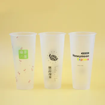 Factory Supplies PP Plastic Smoothie Milkshake Cups - 16oz & 24oz Disposable Boba Bubble Tea Containers