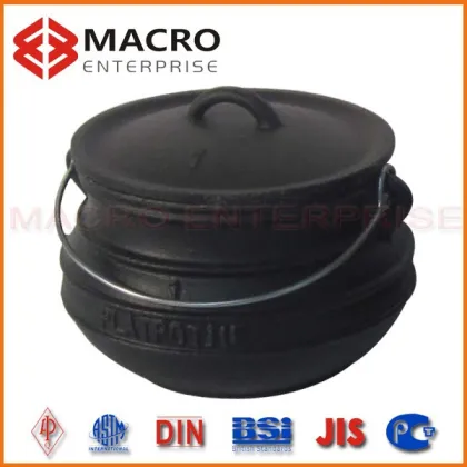 pre-seasoned cast iron camp bean pot