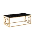 Mesa de centro con diseño de mármol negro y marco dorado