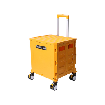 Customizable Portable Supermarket Plastic Luggage Trolley with Folding Shopping Cart and Four Wheels