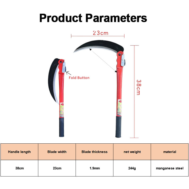 Factory Outlet Portable Agricultural Sickle Mower Harvesting Outdoor Weeding Folding Sickle