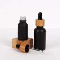 Matte Black Serum Glass Bamboo Dropper Bottle