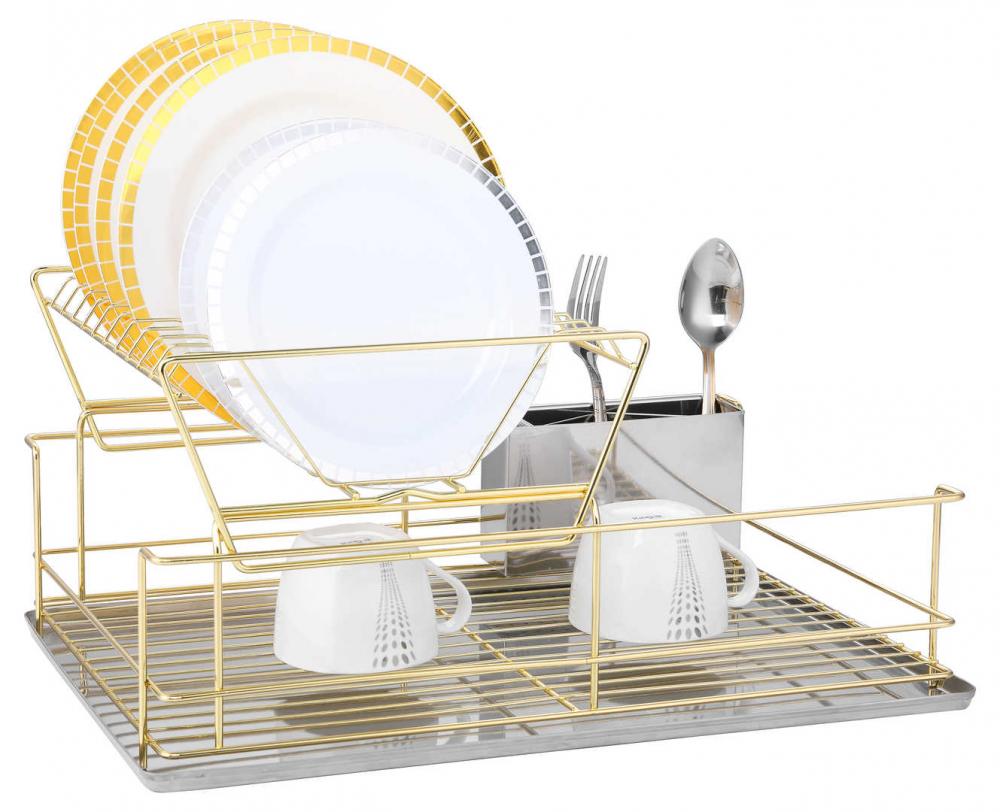 Zwei -Tier -Goldschüssel -Rack