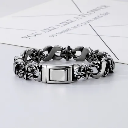 KALEN 220mm Gothic Punk Stainless Steel Links Bracelet