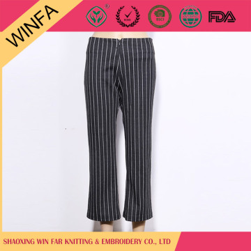 Fashion women casual black white vertical stripes pants