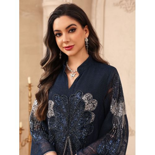 منجوق Kaftan Abaya با طراحی زیبا با پولک دوزی