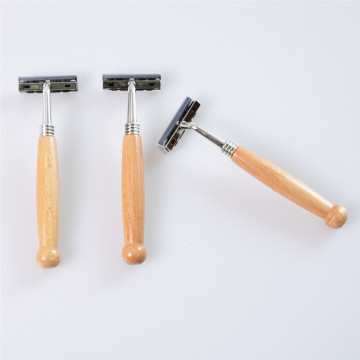 Bamboo Handle Disposable Safety Razor with Twin Stainless Steel Blades for Face Shaving