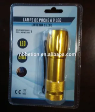 3AAA Battery 9 LED torch flashlight Double blister card package flashlight