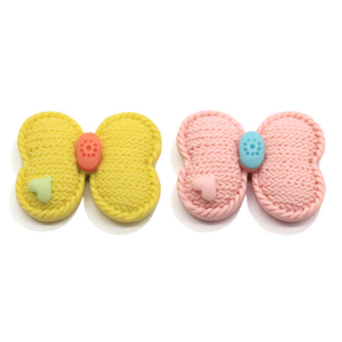 Resina Carino Knitting Bowknot Flatback Cabochon Farfalla Perline Per Ragazze Bambini Pendenti Gioielli Accessorio