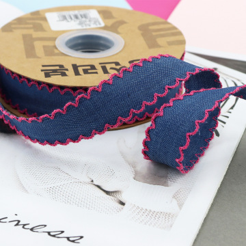 Lace Double Sided Denim Ribbons - 25MM Bow for DIY Projects & Gift Packaging