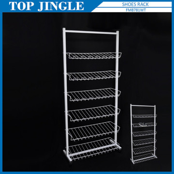 6-tier white coating elegant creative shoes display rack
