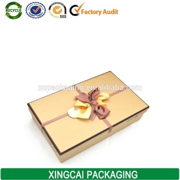 gold cardboard gift boxes for t- shirt with ribbon