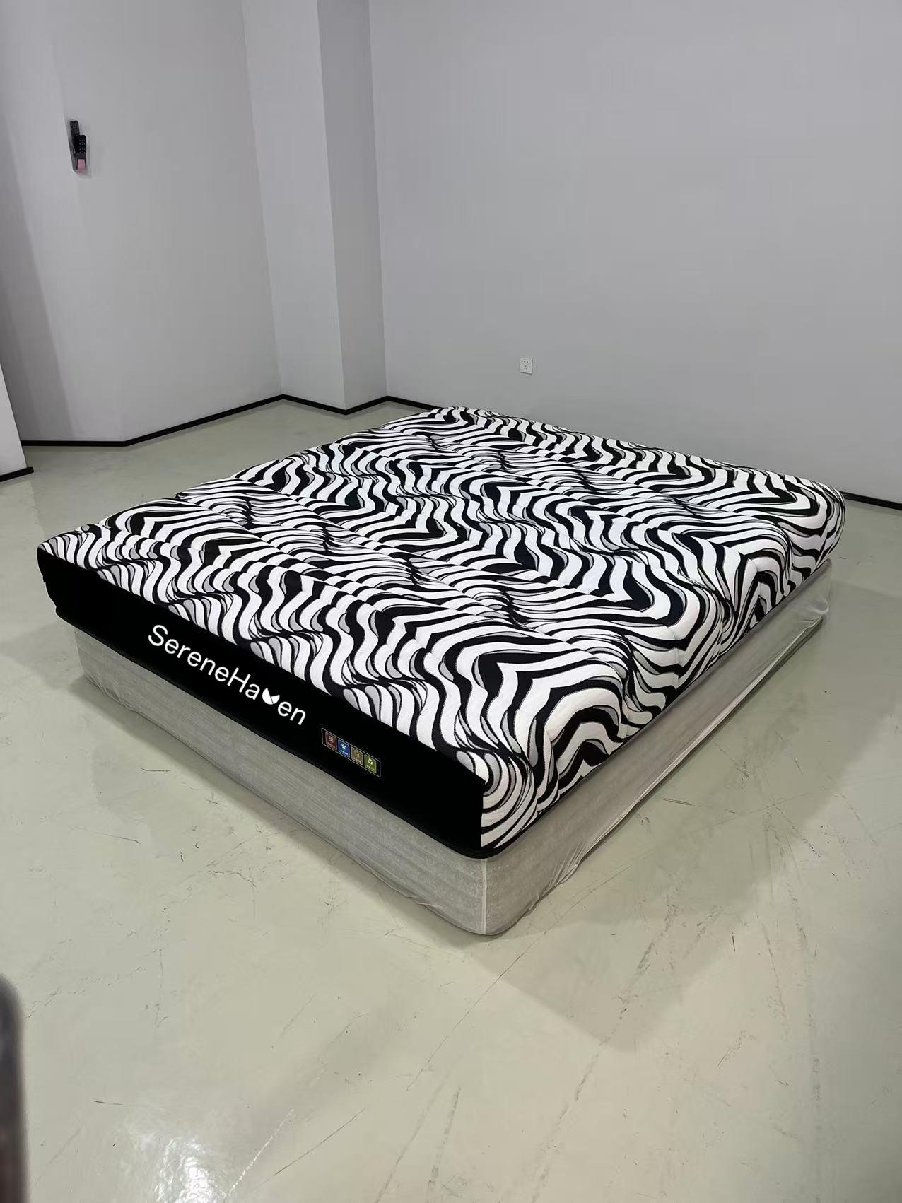 Bread-style foam mattress layer detail and jacquard fabric finish