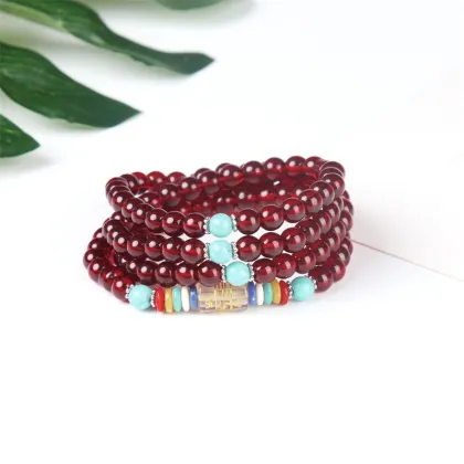 Obsidian Six Character Mantra Bracelet with Pixiu and Single Circle Design: A Stylish Bohemian Accessory for Men and Women