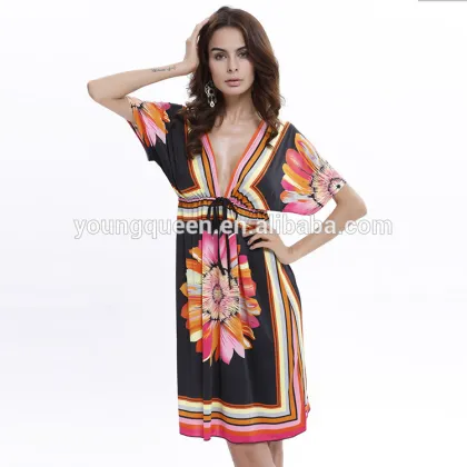 YJB93 Europe beach girls without dress V collar Sey milk silk beach holiday dress up games wholesale
