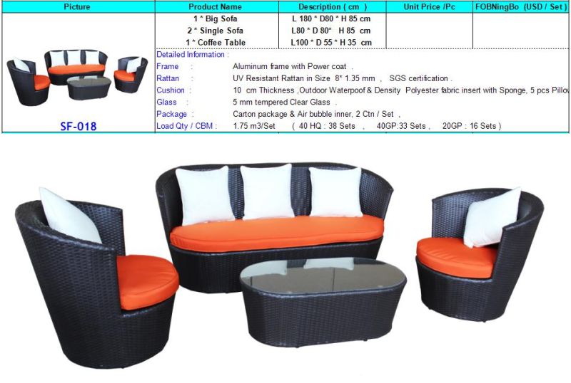 SGS Pass Wicker Furniture with UV Resistant Wicker Weaven (SF-018)