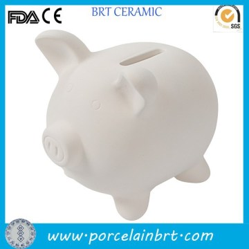 Best sell blank white pig design paint your own Bisque Bank