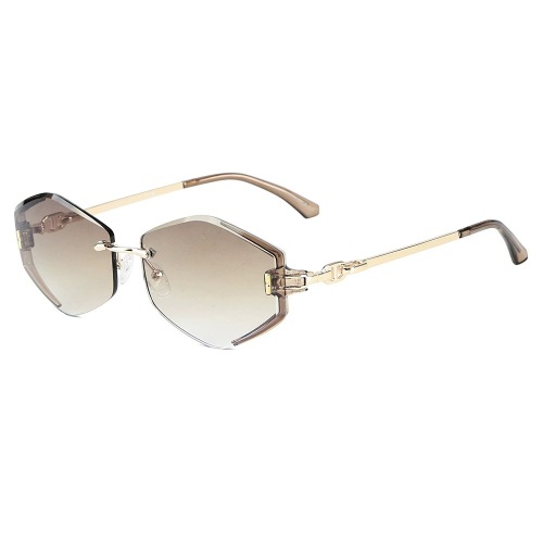 Chic Irregular Geometric Street Style Rimless Metal Sunglasses