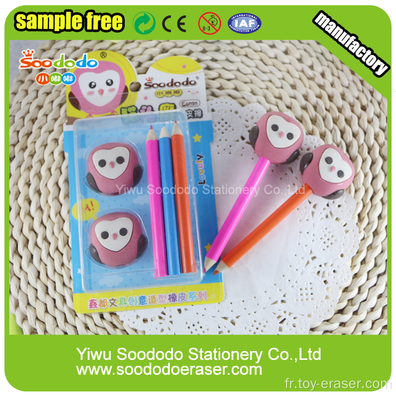 Effaceur de boutons de crayon Bouchon de gomme en forme de hibou