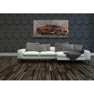 Road Trip Red Automobile Vintage Car Metal Wall Art