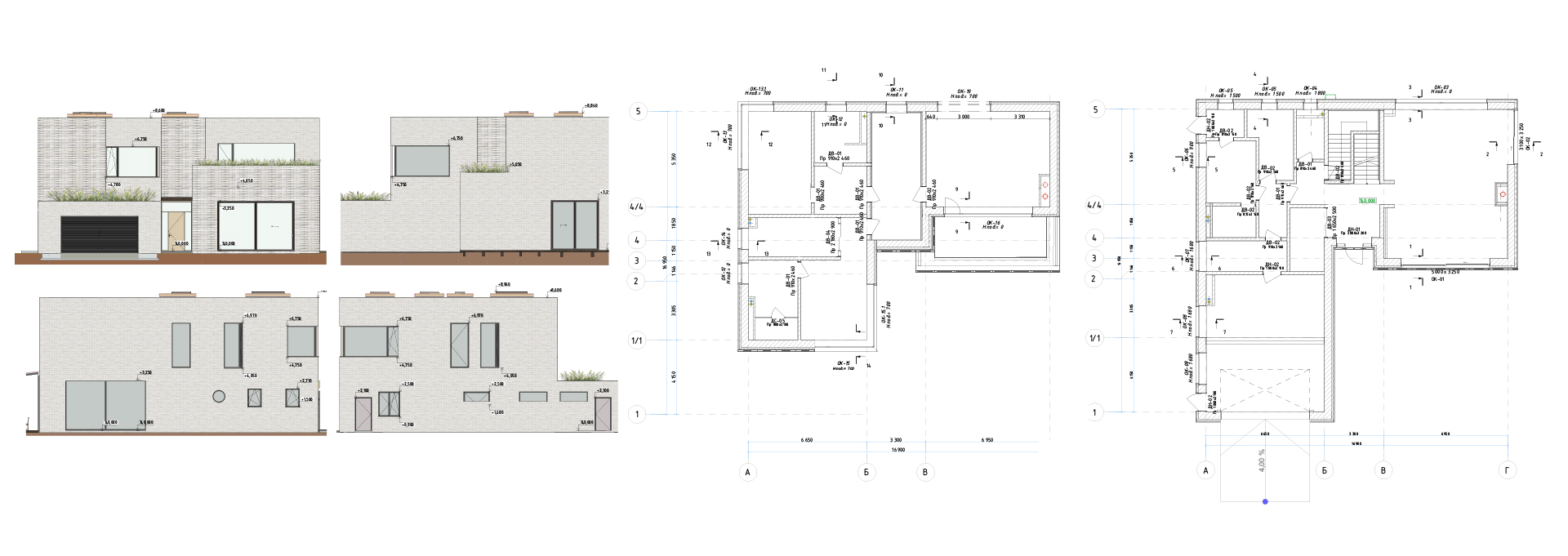 Plans et élévations du projet de villa privée MFAV à Moscou