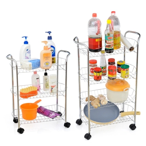 Black metal kitchen organizer rack storage cart